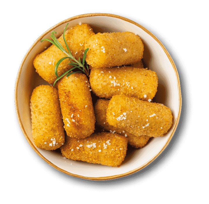 Un bol rempli de croquettes dor es saupoudr es de sel avec une branche de romarin pour la d coration. Description g n r e par IA