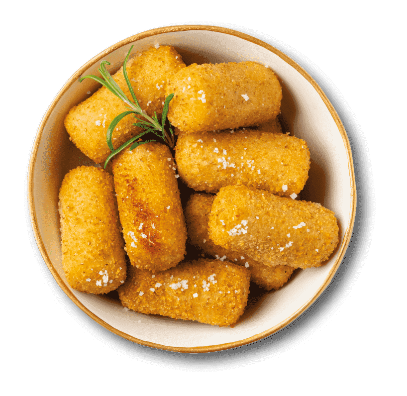 Un bol rempli de croquettes dor es saupoudr es de sel avec une branche de romarin pour la d coration. Description g n r e par IA